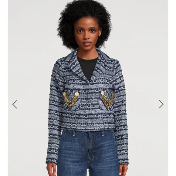 SMYTHE Box Chain Cropped Jacquard Blazer Jacket Tweed $1295 Retail - Picture 5 of 13